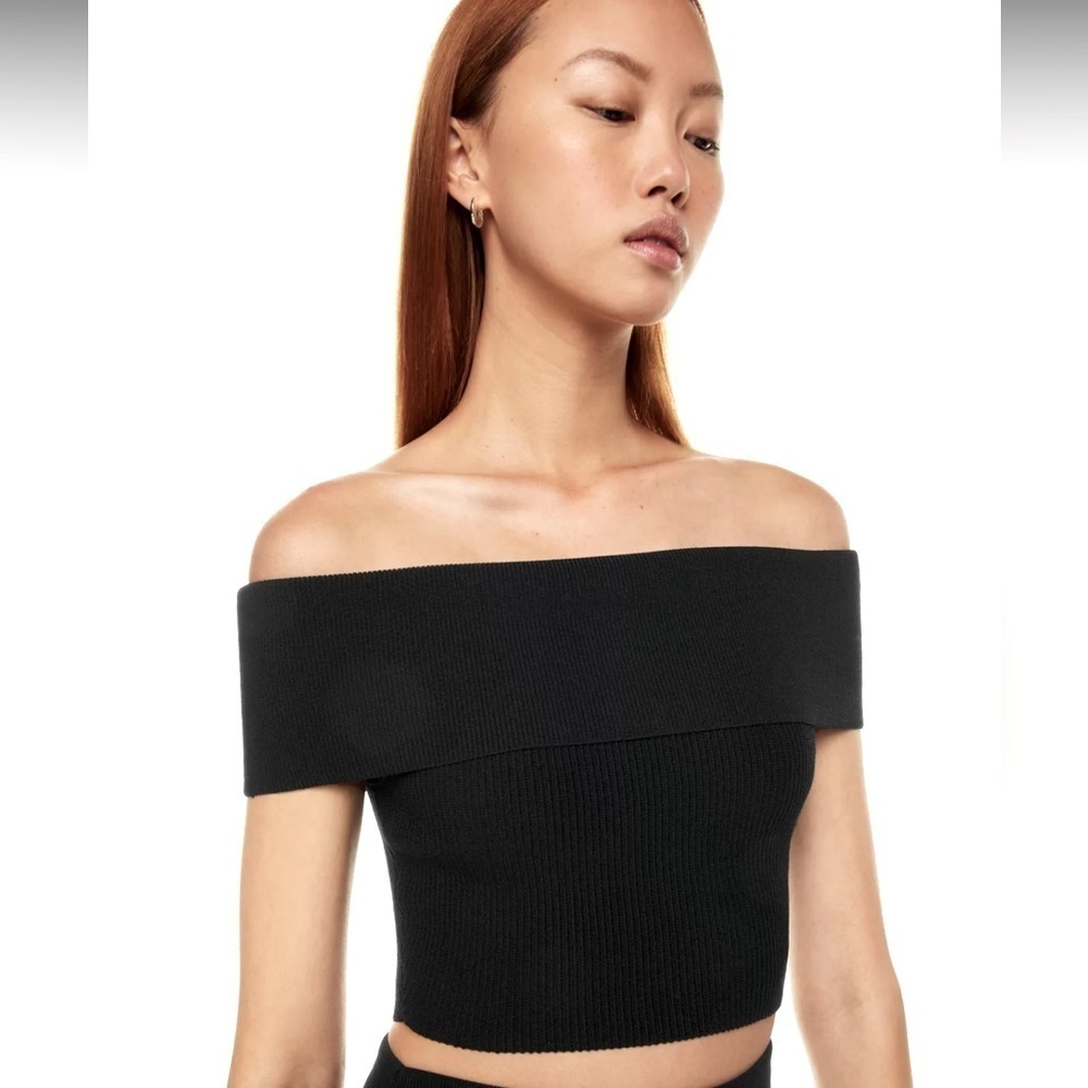 NWT Babaton x Aritzia sculpt knit off the shoulder bandage top size XS BROWN
